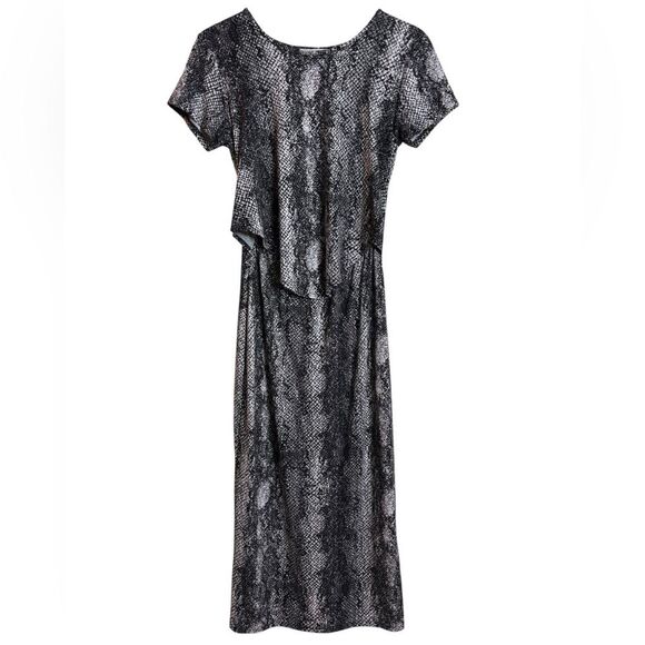 TMG New York Soft Fabric Snake Print Midi Dress S/M Post Pregnancy Nursing Mom - Picture 8 of 9